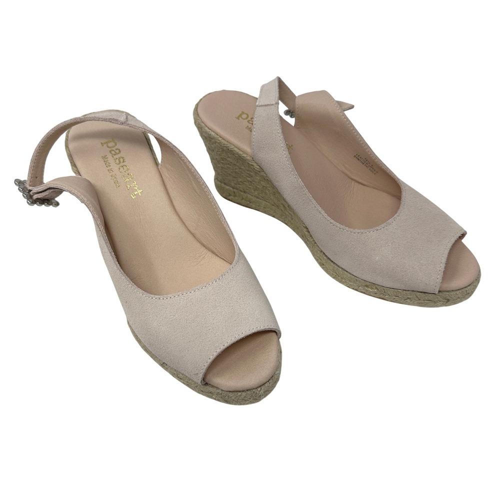 Paseart Suede‎ Espadrille Wedge Sandals Womens 39 Pink NEW Rhinestone TX14-6